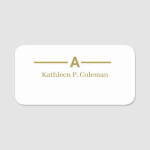 Name Tag Elegant Grey Gold Magnetic Staff Badge