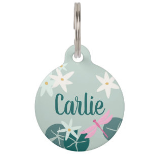 Name Tag for Cats or Dogs - Dragonfly and Lily Pad