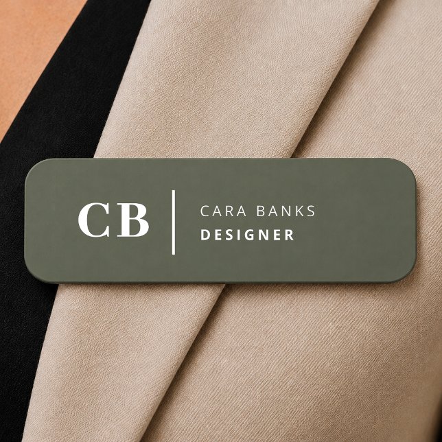 Name Tag | Green Personalised Magnetic Staff Badge (Green magnetic name tag for spa teams, boutiques, studios, and wellness reception desks.)