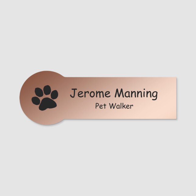 Name Tag - Pawprint on Copper (Front)