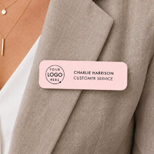 Name Tag Pink Magnetic Business Staff Logo Badge