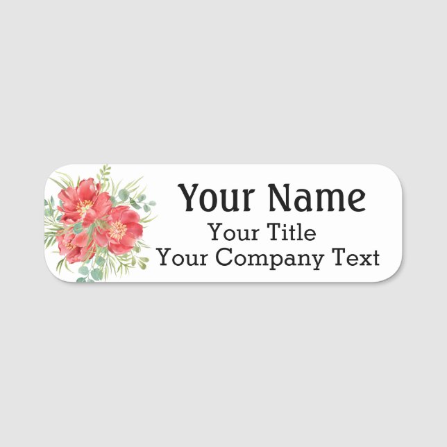 Name Tag Primroses Flowers Custom Text Badge (Front)