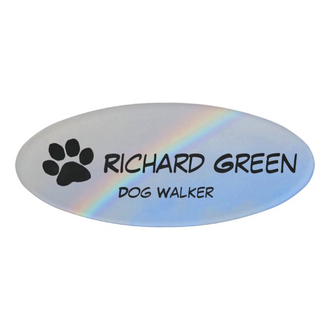 Name Tag - Rainbow and Paw Print (Front)