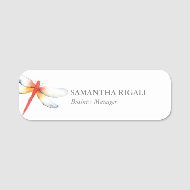 Name Tag Template Professional Business Dragonfly (Front)