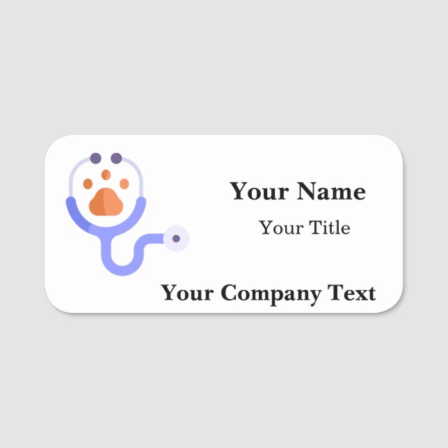 Name Tag with Veterinarian Logo Custom Text (Front)