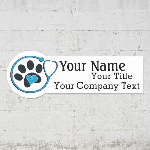 Name Tag with Veterinarian Logo Custom Text Badge