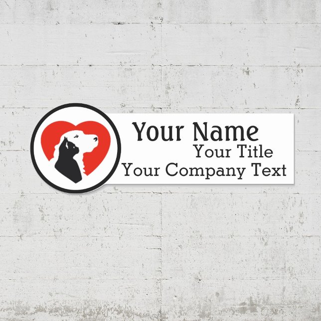 Name Tag with Veterinarian Logo Custom Text Badge (Creator Uploaded)