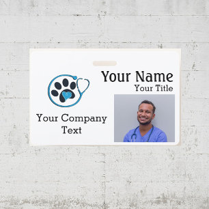 Name Tag with Veterinarian Logo Text PHOTO ID a ID Badge