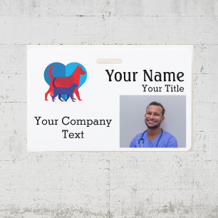 Name Tag with Veterinarian Logo Text PHOTO ID ID Badge
