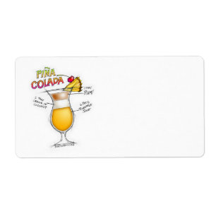 NAME TAGS, LABELS, PINA COLADA RECIPE COCKTAIL ART