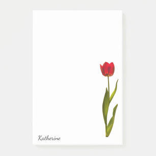 Name - Tall Red Tulip Spring Floral Photography Post-it Notes