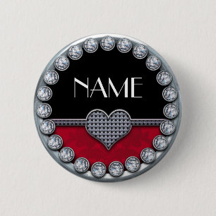 name template button with silver diamonds heart