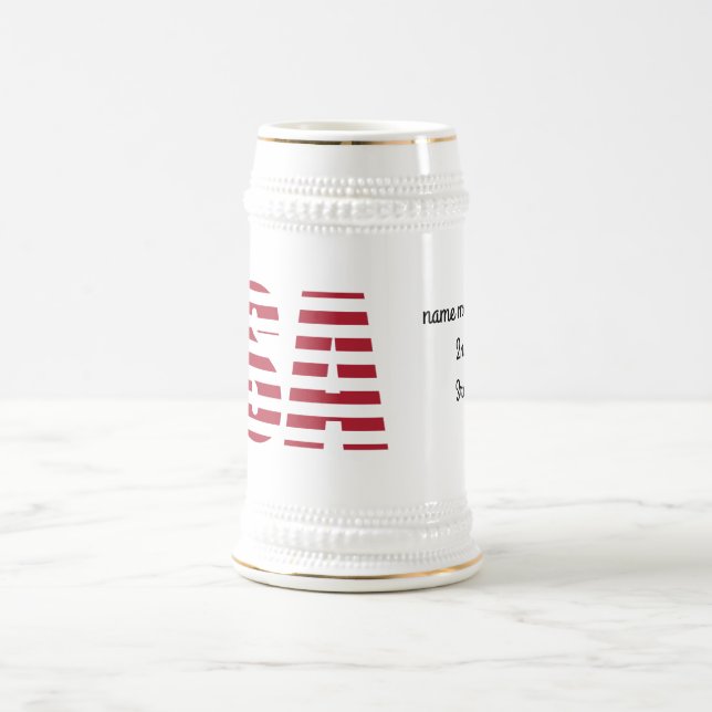 Name, Text on USA 22oz White Gold Stein Mug (Center)