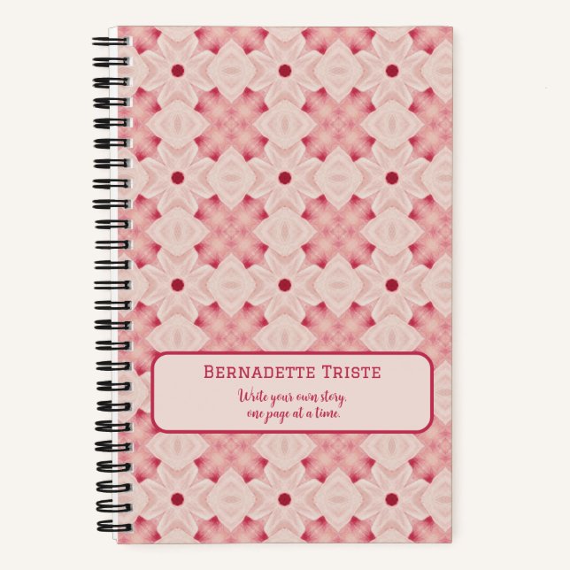 Name Text Pink Modern Floral Chic Pretty Girly  Notebook (Front)