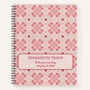 Name Text Pink Modern Floral Chic Pretty Girly  Notebook
