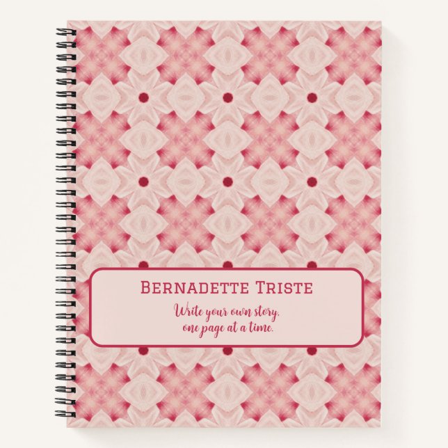 Name Text Pink Modern Floral Chic Pretty Girly  Notebook (Front)