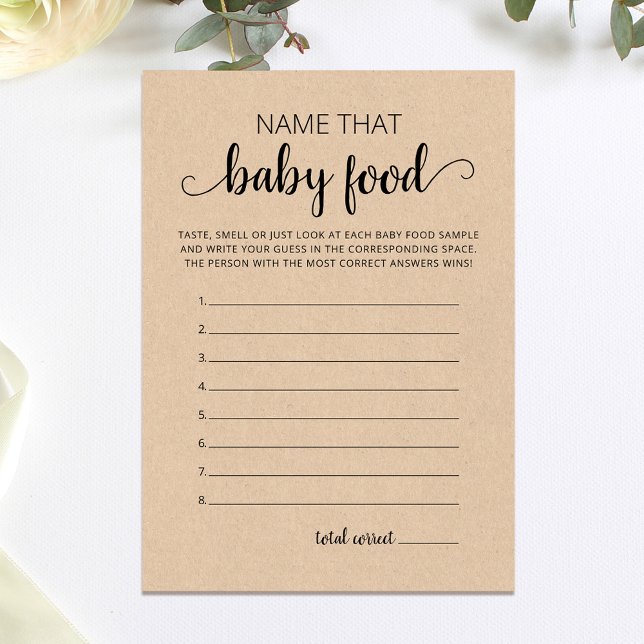 Name That Baby Food Baby Shower party Card (Creator Uploaded)