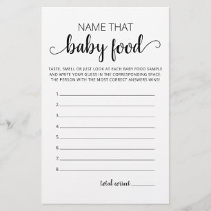 Name That Baby Food Baby Shower party game