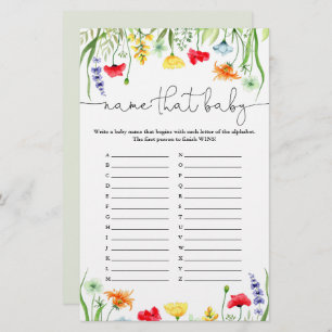 Name that baby game colourful wildflowers