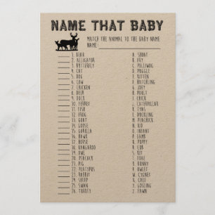 Name That Baby Shower Game, Baby Animals Matching Invitation