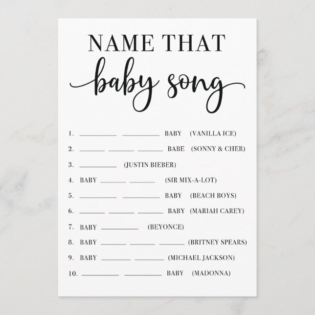 Name That Baby Song Baby Shower Game Program Programme (Front)