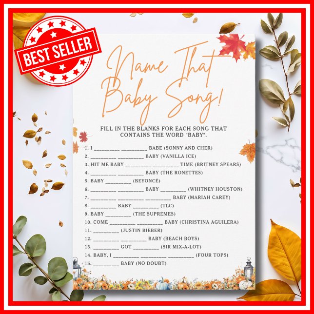 NAME THAT BABY SONG Baby Shower Game PUMPKIN Invitation (NAME THAT BABY SONG Easy Baby Shower Game A Little Pumpkin is on the Way Fall Autumn Theme)