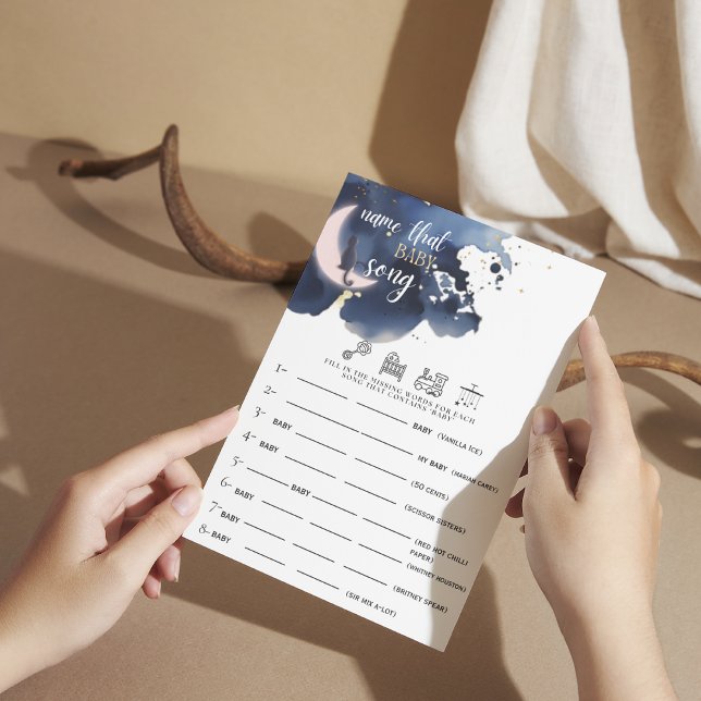 Name that baby song Rustic blue baby shower gam Invitation (Creator Uploaded)