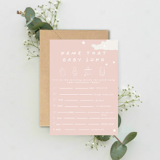 Name that baby song Rustic minimal baby shower gam Invitation