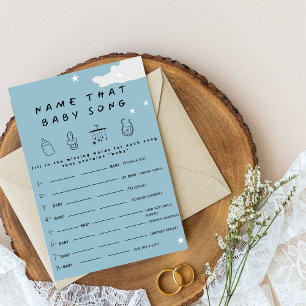Name that baby song Rustic minimal baby shower gam Invitation
