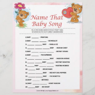 Name That Baby Song [Teddy Bears] Custom Letterhead