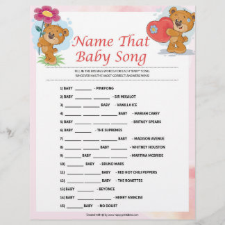 Name That Baby Song [Teddy Bears] Custom Letterhead