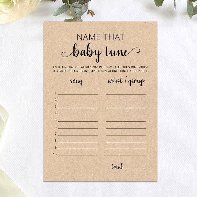 Name that baby tune Baby Shower Game Card (Creator Uploaded)