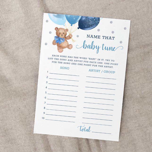 Name That Baby Tune Baby Shower Teddy Bear Card (Creator Uploaded)