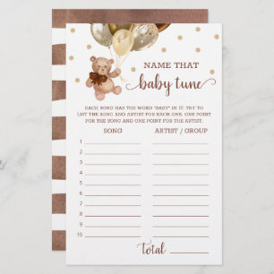 Name That Baby Tune Game Baby Shower Teddy Bear