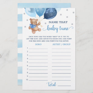 Name That Baby Tune Game Baby Shower Teddy Bear