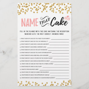 Name that cake game with Answers