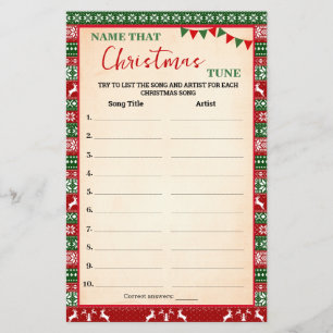 Name that Christmas Tune Game Ugly Sweater Card