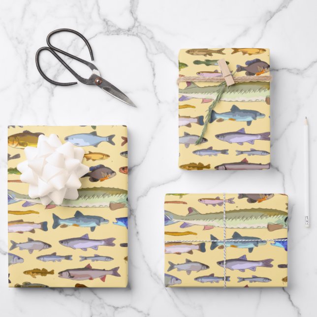 Name That Fish Sports Fishing Fisherman Gift Wrapping Paper Sheet (Front)