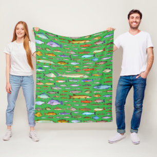 Name That Fish Sports Fishing Species Fleece Blanket