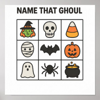 Name That Ghoul Halloween Bingo Game Sheet Poster
