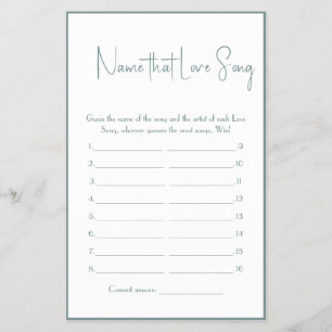 Name that Love Song Shower Game Flyer