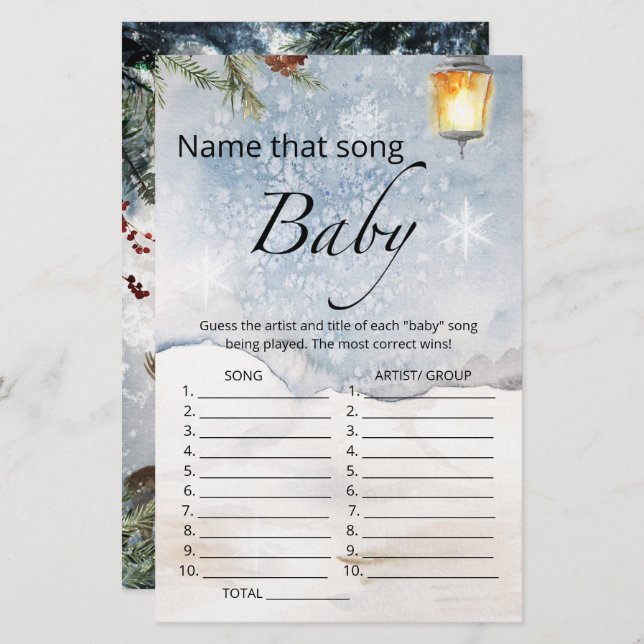 Name that song baby shower game (Front/Back)