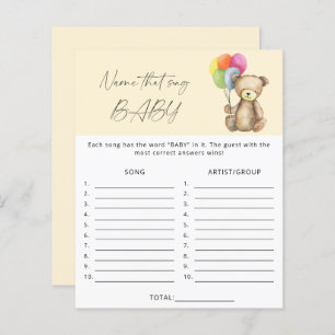 Name that song baby shower game - Bear