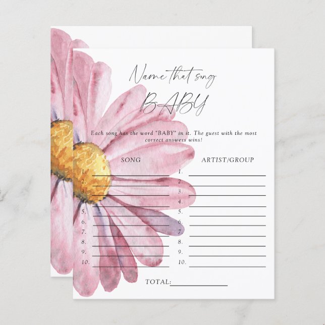 Name that song baby shower game - daisy (Front/Back)