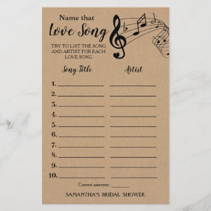Name that song bridal shower english spanish game