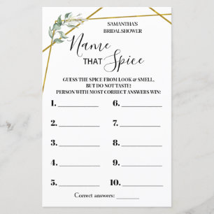 Name that Spice bilingual bridal shower game