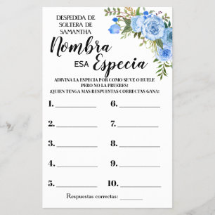 Name that Spice Bridal Shower Bilingual game card