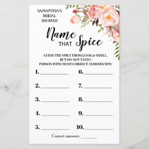 Name that Spice bridal shower english spanish game