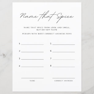 Name That Spice Bridal Shower Game