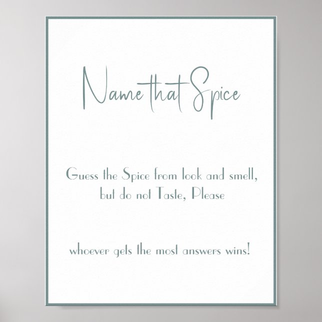 Name that Spice - Shower Game Poster (Front)